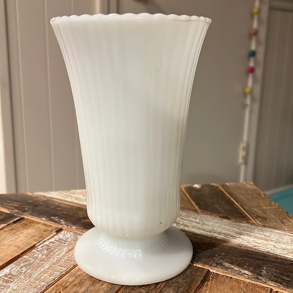 E O Brody company milk glass vase